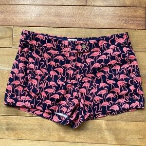 J. Crew Pink Flamingo Print Navy Chino Shorts Women’s Size 4 Summer Fun Cotton